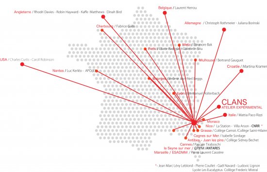 Carte de rayonnement de l'Atelier Expérimental